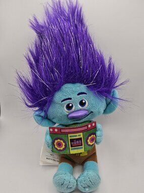 Trolls World Tour Branch Plush Doll Stuffed Animal Toy Purple Hair DreamWorks